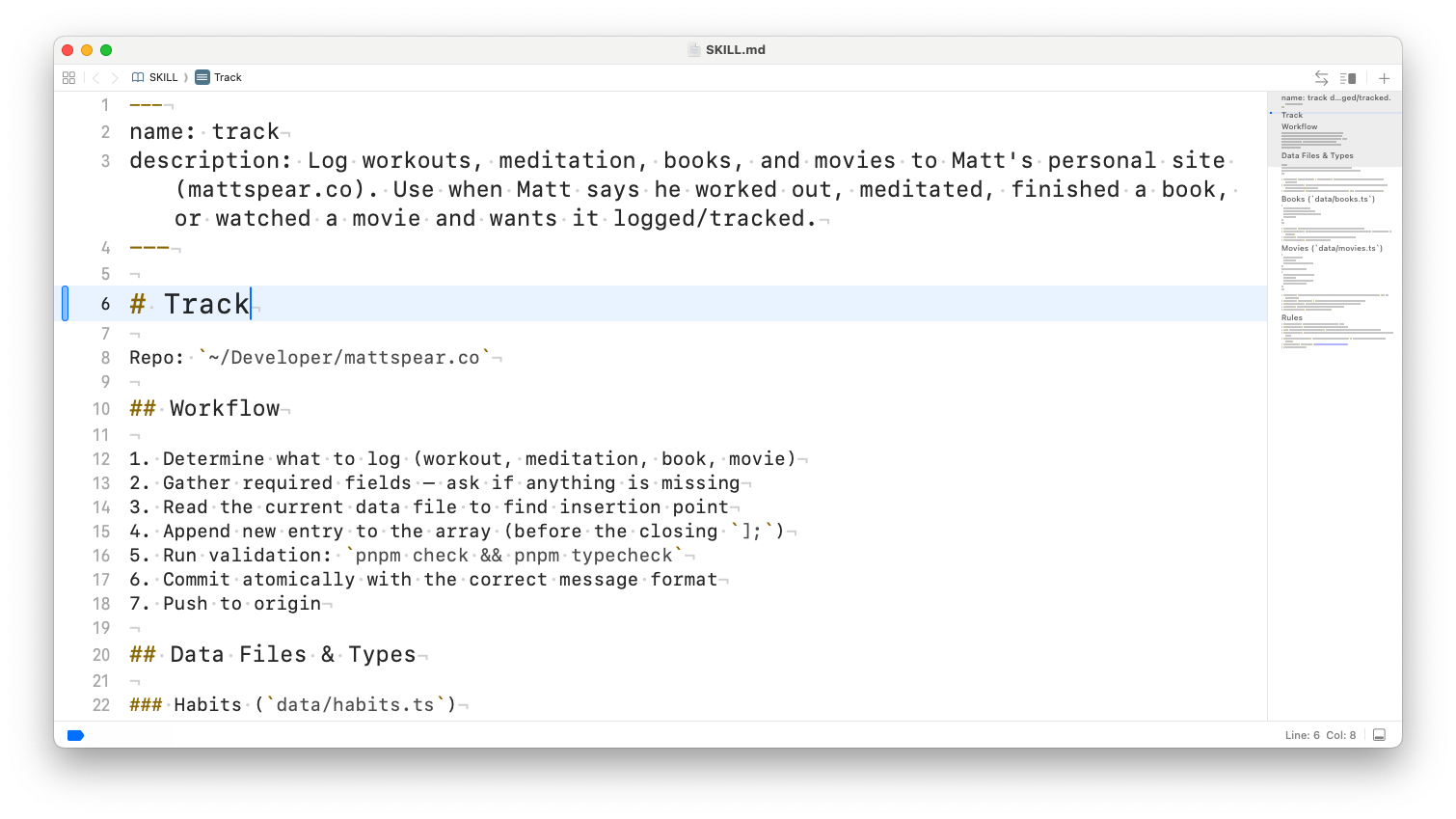 The track skill – software written in English